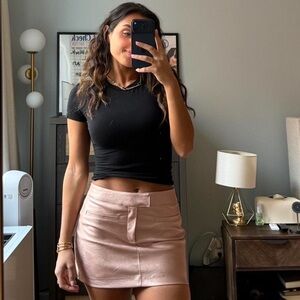 Pink Metallic Mini Skirt